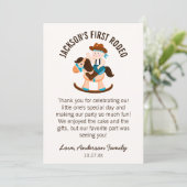 西カウボーイロッキングホースボーイ誕生日 サンキューカード (スタンド正面)