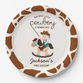 西カウボーイロッキングホースボーイ誕生日 ペーパープレート (正面)