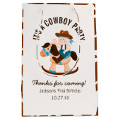 西カウボーイロッキングホースボーイ誕生日 ミディアムペーパーバッグ (正面)