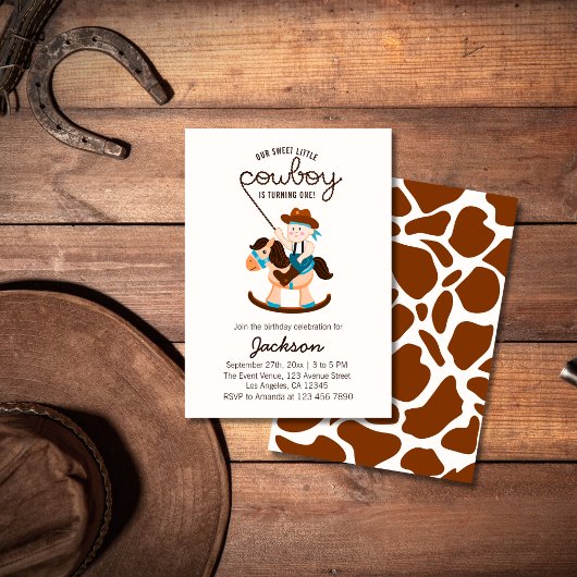 西カウボーイロッキングホースボーイ誕生日 招待状