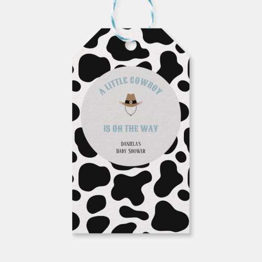 西カウボーイロデオカウウプリントボーイベビーシャワー ギフトタグ (裏面)