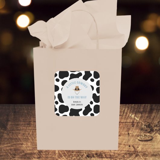 西カウボーイロデオカウウプリントボーイベビーシャワー スクエアシール