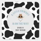 西カウボーイロデオカウウプリントボーイベビーシャワー スクエアシール (正面)