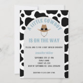 西カウボーイロデオカウウプリントボーイベビーシャワー 招待状 (正面)