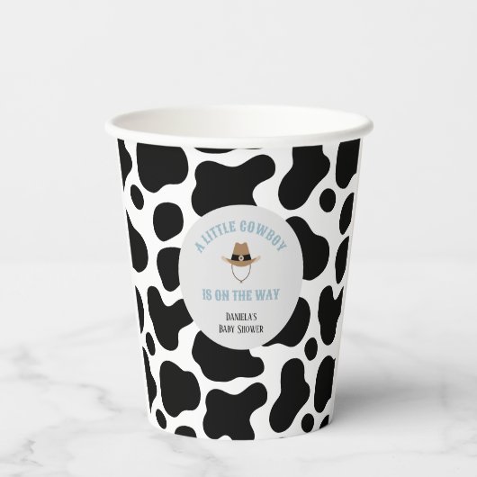 西カウボーイロデオカウウプリントボーイベビーシャワー 紙コップ (裏面)