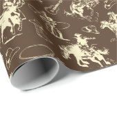 西カウボーイロデオパターンダークブラウン ラッピングペーパー (ロールコーナー)