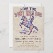 西カウボーイロデオ誕生日どのように西は1だった 招待状 (正面)
