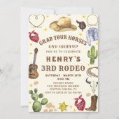 西カウボーイロデオ誕生日パーティーへの招待 招待状 (正面)