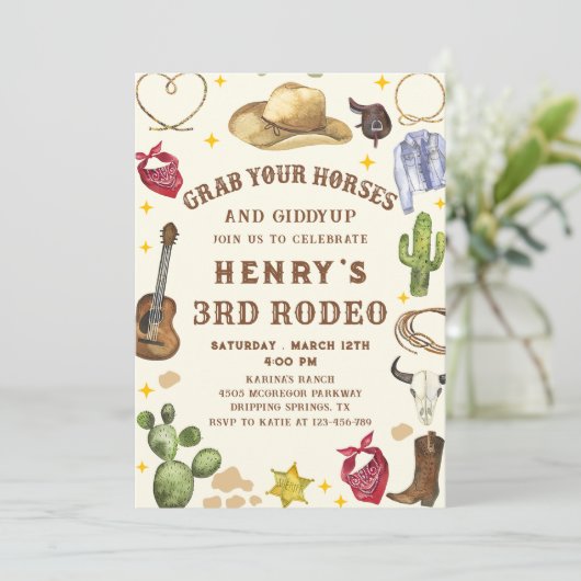 西カウボーイロデオ誕生日パーティーへの招待 招待状 (スタンド正面)