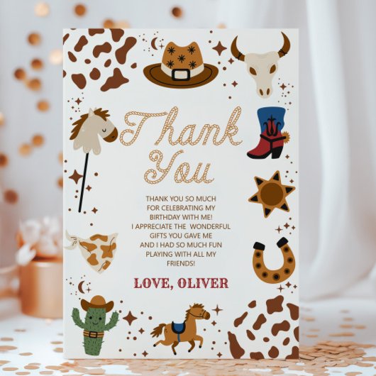 西カウボーイロデオ誕生日パーティー サンキューカード