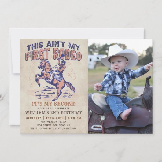 西カウボーイロデオ2nd誕生日パーティー写真 招待状 (正面)