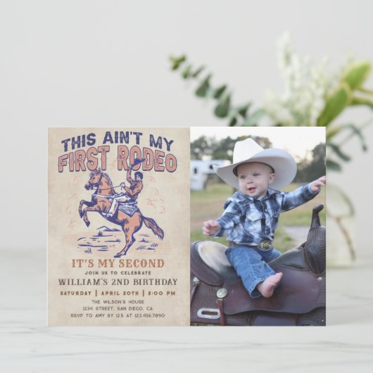 西カウボーイロデオ2nd誕生日パーティー写真 招待状 (スタンド正面)