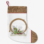 西カウボーイロープとスパーズフェイクレザー スモールクリスマスストッキング (正面)