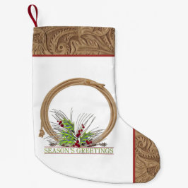 西カウボーイロープとスパーズフェイクレザー スモールクリスマスストッキング