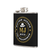 西カウボーイヴィンテージロゴパーソナライズされたGroomsmen フラスク (左)