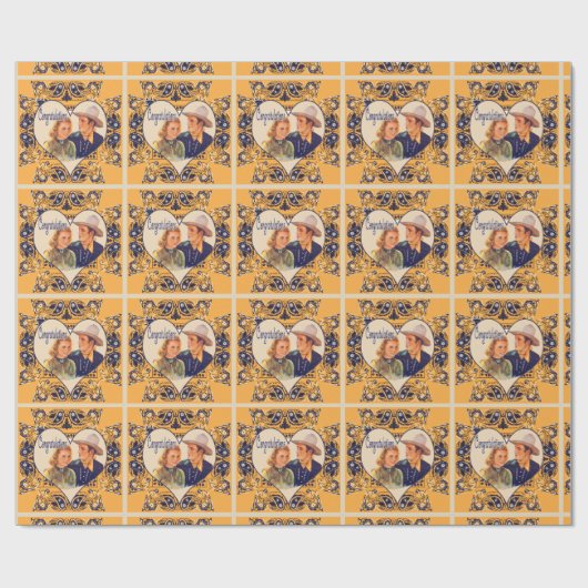 西カウボーイ女性のカーボーイカップルおめでとう ラッピングペーパー (フラット)