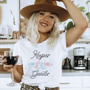 西カウボーイ女性のカーボーイキーパー・オブ・ザ・ジェンダー・リビール Tシャツ