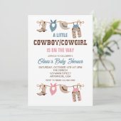 西カウボーイ女性のカーボーイジェンダーが赤ちゃんシャワーを明かす 招待状 (スタンド正面)