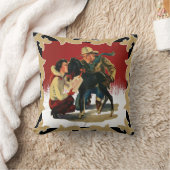 西カウボーイ女性のカーボーイホースクリスマス クッション (ブランケット)