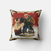 西カウボーイ女性のカーボーイホースクリスマス クッション (裏面)