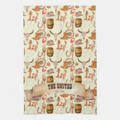 西カウボーイ女性のカーボーイロデオ馬をテーマ キッチンタオル (縦)