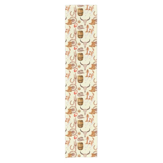 西カウボーイ女性のカーボーイロデオ馬をテーマ ショートテーブルランナー (正面)