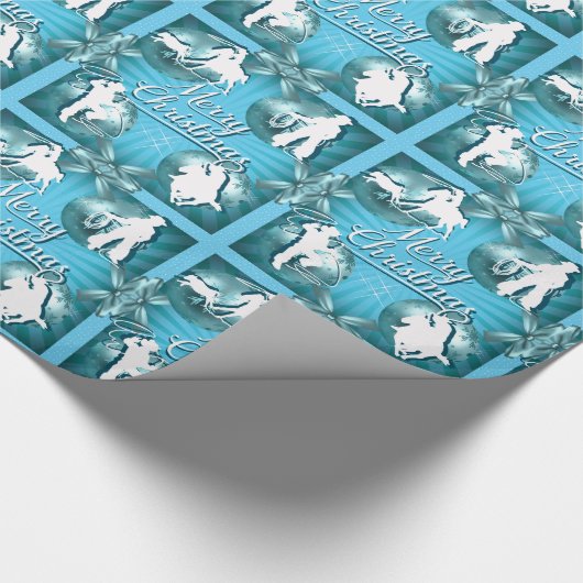 西カウボーイ女性のカーボーイローピングクリスマスギフトラップ ラッピングペーパー (角)