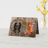 西カウボーイ女性のカーボーイ馬蹄車ホイールカード カード (黄色い花)