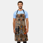 西カウボーイ女性のカーボーイ馬蹄車ホイール エプロン (着用した状態)