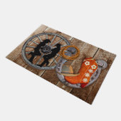 西カウボーイ女性のカーボーイ馬蹄車ホイール ドアマット (アングル)