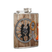 西カウボーイ女性のカーボーイ馬蹄車ホイール フラスク (右)