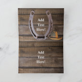 西カウボーイ女性のカーボーイ馬蹄車感謝してい車 サンキューカード (内部)