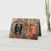 西カウボーイ女性のカーボーイ馬蹄車感謝してい車 サンキューカード (正面)