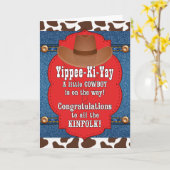 西カウボーイ少年におめでとう カード (黄色い花)