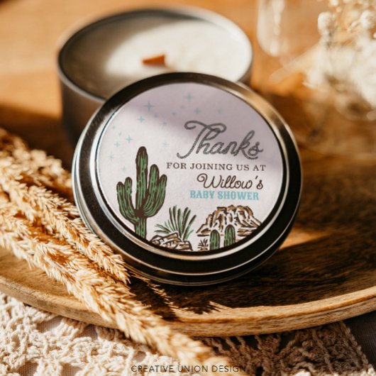 西カウボーイ少年ベイビーシャワーの好意 ラウンドシール