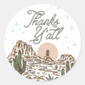 西カウボーイ少年感謝してい赤ちゃん ラウンドシール (正面)