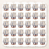 西カウボーイ幽霊不気味ハロウィーンパターン スクエアペーパーコースター (正面)