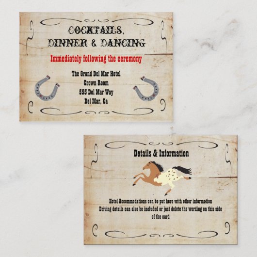 西カウボーイ披露宴エンクロージャカード挿入 エンクロージャーカード (正面/裏面)