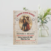 西カウボーイ日付を保存 招待状 (スタンド正面)