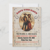 西カウボーイ日付を保存 招待状 (正面)