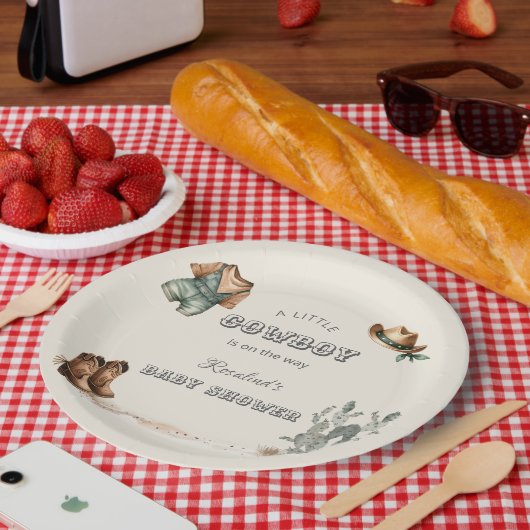 西カウボーイ服ベビーシャワー ペーパープレート (ピクニック)