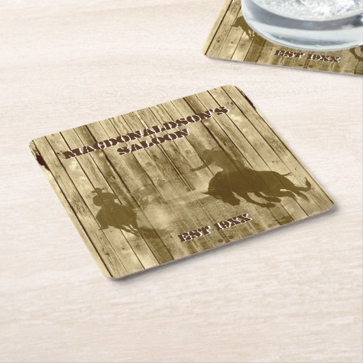 西カウボーイ牧場をテーマにした スクエアペーパーコースター (アングル)