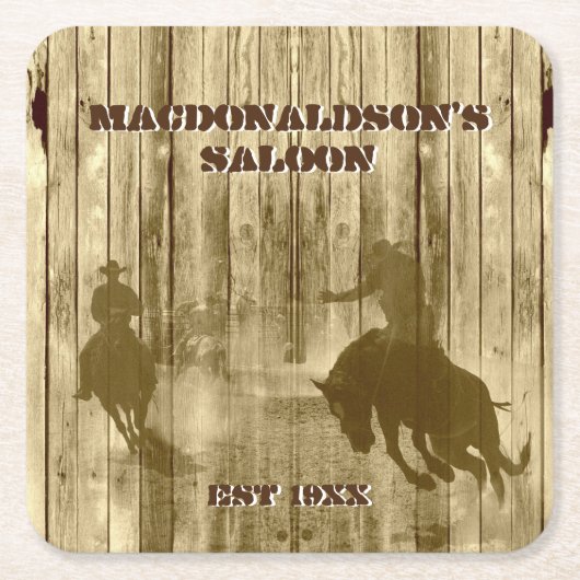 西カウボーイ牧場をテーマにした スクエアペーパーコースター (正面)