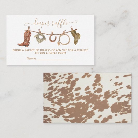 西カウボーイ物干しおむつラッフルカード エンクロージャーカード (正面/裏面)