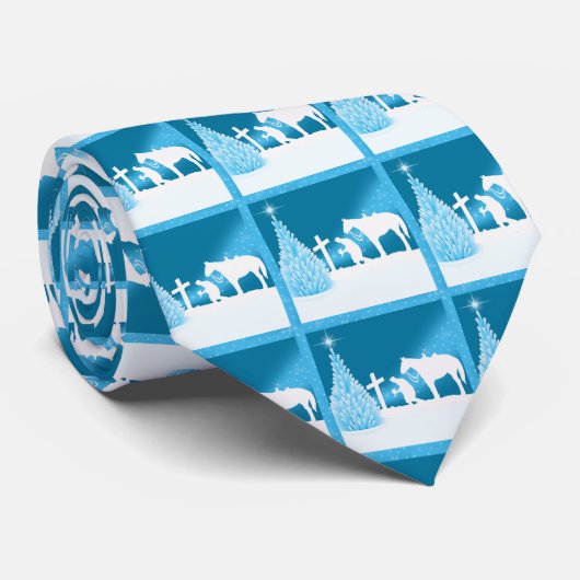 西カウボーイ祈の冬の雪景色 ネクタイ (ロール)