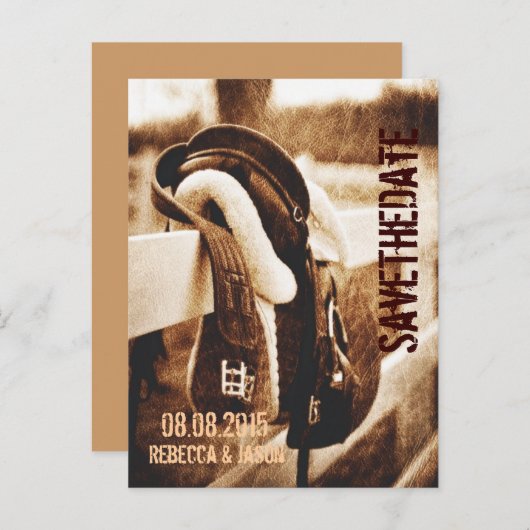 西カウボーイ素朴ウマの結婚式は日付を除く 案内ポストカード (正面/裏面)