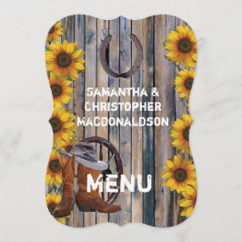 西カウボーイ素朴カントリー結婚式メニュー メニュー