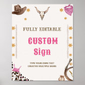 西カウボーイ素朴バースデーパーティーテーブルサイン ポスター (正面)