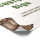 西カウボーイ素朴バースデーパーティーテーブルサイン ポスター (角)