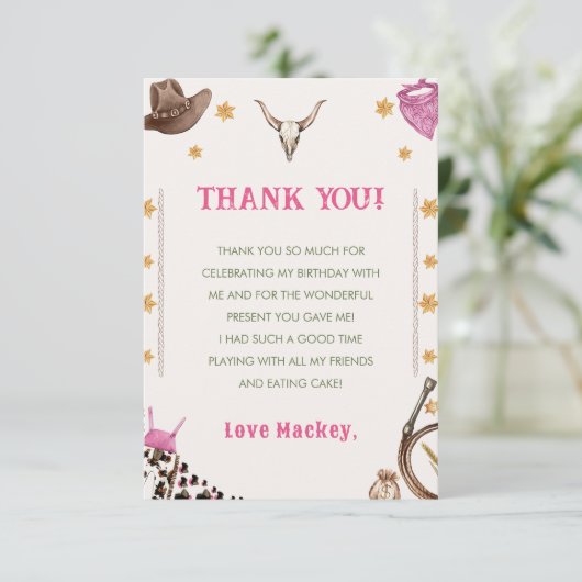 西カウボーイ素朴バースデーパーティー サンキューカード (スタンド正面)